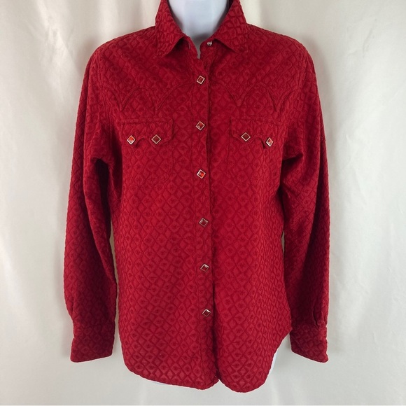adobe rose Tops - VINTAGE Adobe Rose Western Snap Blouse L